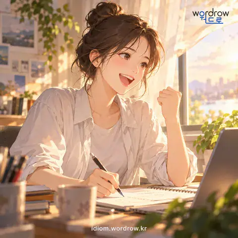 ‘가락이 나다’의 첫 번째 뜻을 표현한 그림: 일하는 기운이나 능률이 오르다.