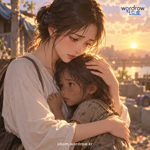 ‘가슴을 도려내다’의 첫 번째 뜻을 표현한 그림
