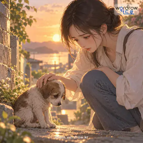 ‘가슴이 아리다’의 첫 번째 뜻을 표현한 그림