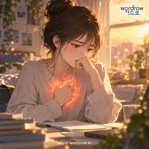 ‘가슴이 타다’의 첫 번째 뜻을 표현한 그림