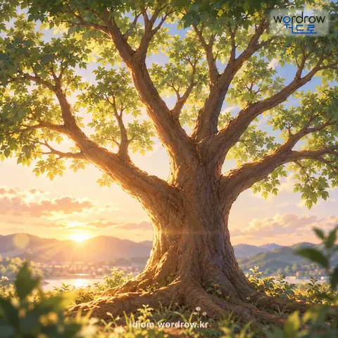 ‘가지를 치다’의 첫 번째 뜻을 표현한 그림: 하나의 근본에서 딴 갈래가 생기다.