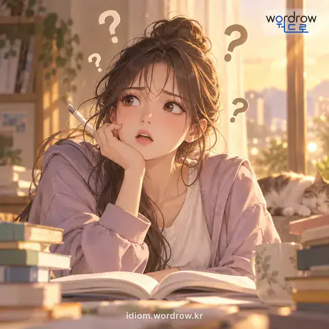 ‘개뿔도 모르다’의 첫 번째 뜻을 표현한 그림: (속되게) 아무것도 모르다.