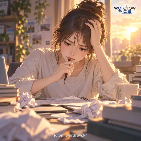 ‘골머리를 앓다’의 첫 번째 뜻을 표현한 그림