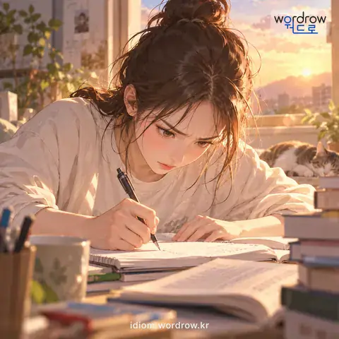 ‘골을 싸매고’의 첫 번째 뜻을 표현한 그림