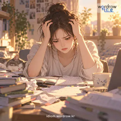 ‘골이 빠지다’의 첫 번째 뜻을 표현한 그림