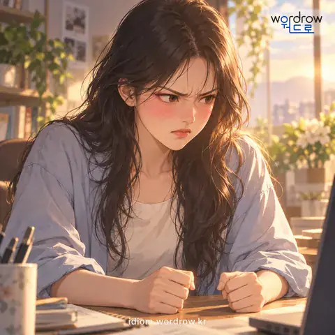 ‘골이 오르다’의 첫 번째 뜻을 표현한 그림: 화가 치밀어 오르다.