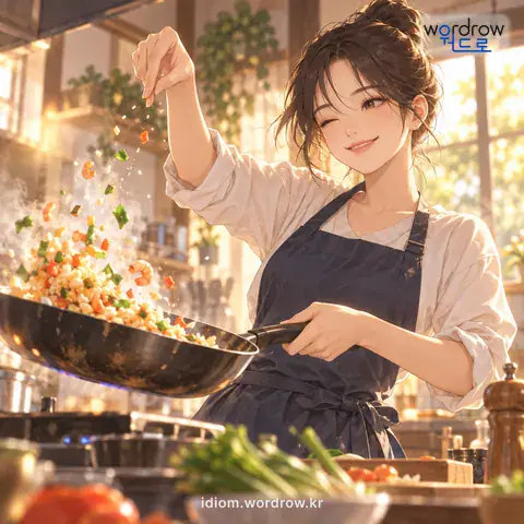 ‘귀신이 되다’의 첫 번째 뜻을 표현한 그림: 어떤 일에 기가 막히게 능하게 되다.