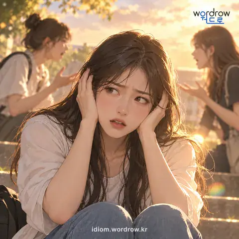 ‘귓전을 때리다’의 첫 번째 뜻을 표현한 그림