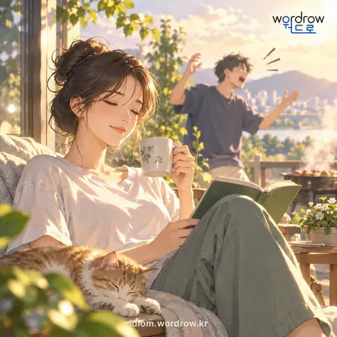 ‘그러거나 말거나’의 첫 번째 뜻을 표현한 그림: 무엇을 하든 관계없이.