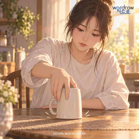 ‘그루를 박다’의 첫 번째 뜻을 표현한 그림: 물건을 거꾸로 탁 놓다.
