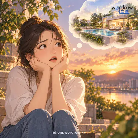 ‘꿈도 못 꾸다’의 첫 번째 뜻을 표현한 그림: 전혀 생각도 하지 못하다.