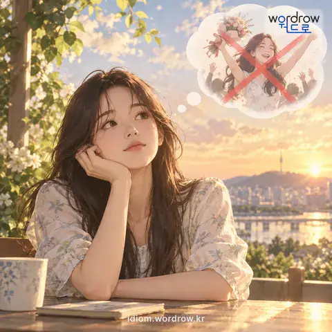 ‘꿈에도 없다’의 첫 번째 뜻을 표현한 그림: 생각조차 해 본 일이 없다.