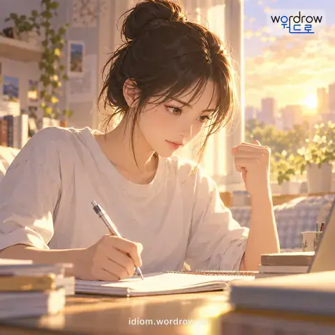 ‘나사를 죄다’의 첫 번째 뜻을 표현한 그림: 해이해진 마음을 가다듬고 정신을 다잡다.