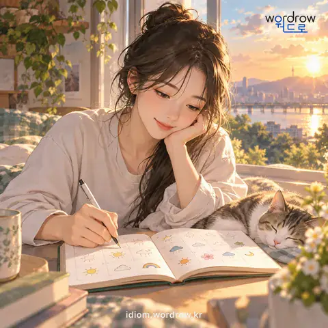 ‘날이면 날마다’의 첫 번째 뜻을 표현한 그림: 매일매일의 모든 날에.