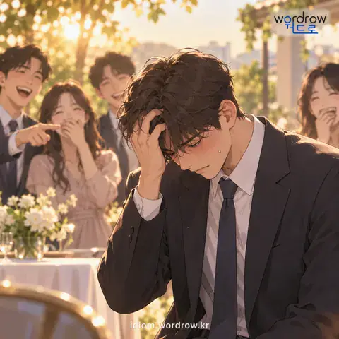 ‘낯이 깎이다’의 첫 번째 뜻을 표현한 그림: 체면이 손상되다.