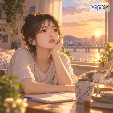 ‘넋을 놓다’의 첫 번째 뜻을 표현한 그림: 제정신을 잃고 멍한 상태가 되다.
