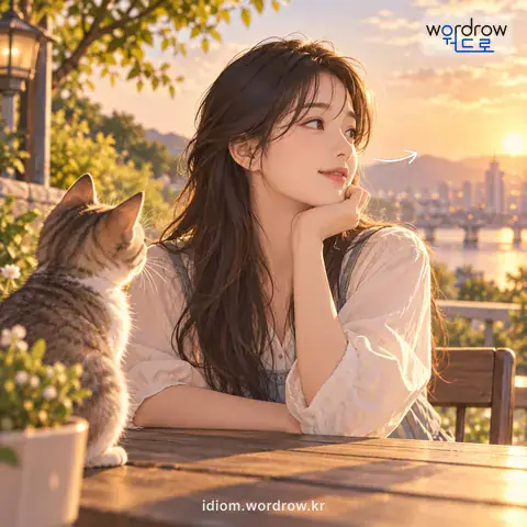 ‘눈길을 거두다’의 첫 번째 뜻을 표현한 그림