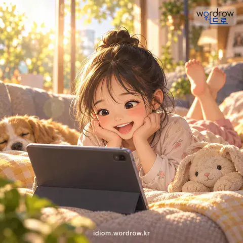 ‘눈만 뜨면’의 첫 번째 뜻을 표현한 그림