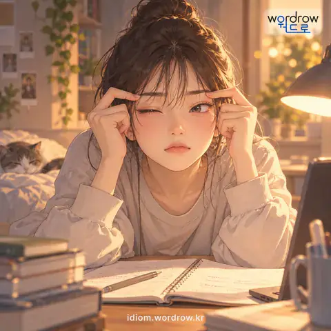‘눈썹 싸움을 하다’의 첫 번째 뜻을 표현한 그림