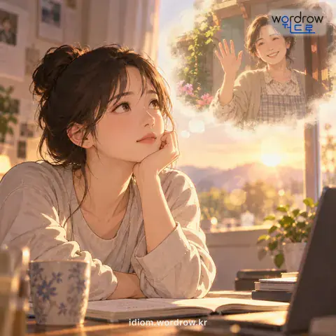 ‘눈에 밟히다’의 첫 번째 뜻을 표현한 그림