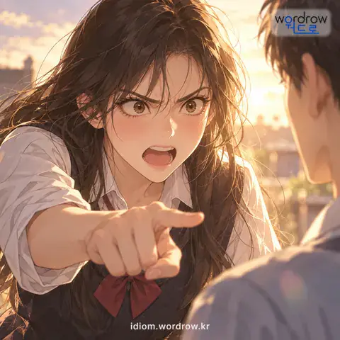 ‘눈에 불을 달다’의 첫 번째 뜻을 표현한 그림
