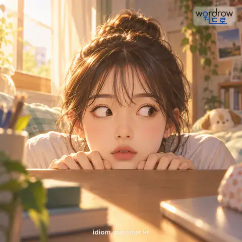 ‘눈을 굴리다’의 첫 번째 뜻을 표현한 그림