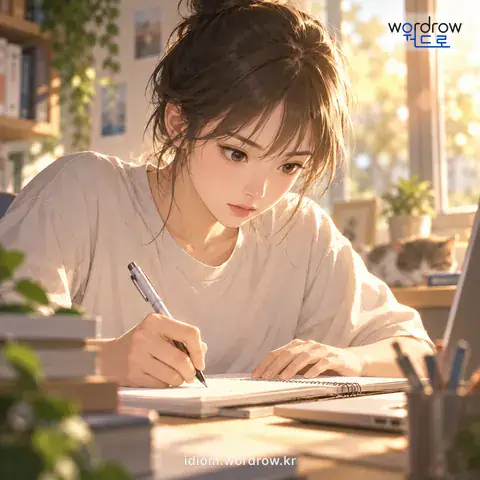 ‘눈을 똑바로 뜨다’의 첫 번째 뜻을 표현한 그림