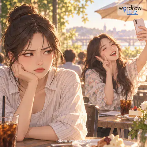 ‘눈이 시다’의 첫 번째 뜻을 표현한 그림