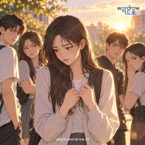 ‘눈총을 맞다’의 첫 번째 뜻을 표현한 그림