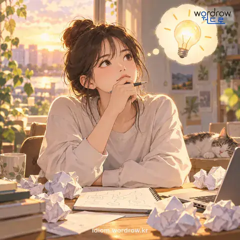 ‘대가리를 굴리다’의 첫 번째 뜻을 표현한 그림
