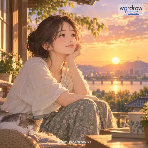 ‘동안이 뜨다’의 첫 번째 뜻을 표현한 그림: 동안이 오래다.