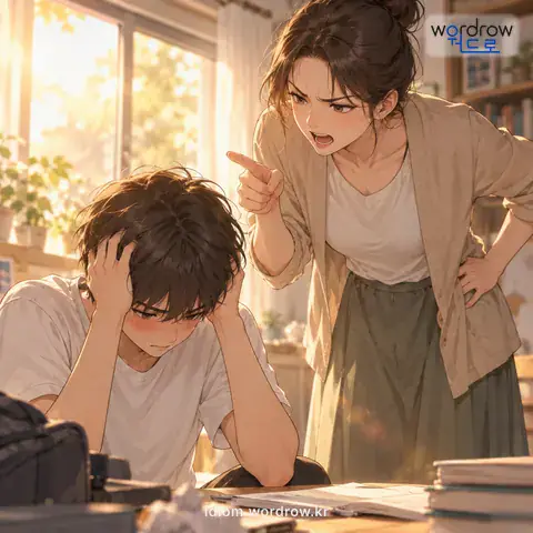 ‘된똥 싸다’의 첫 번째 뜻을 표현한 그림