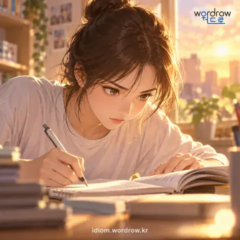 ‘두 눈에서 불이 번쩍 나게’의 첫 번째 뜻을 표현한 그림: 두 눈에서 불이 일도록 날래거나 예리하게.