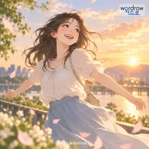 ‘둥둥 떠 있다’의 첫 번째 뜻을 표현한 그림: 마음이 안정되지 못하고 들떠 있다.