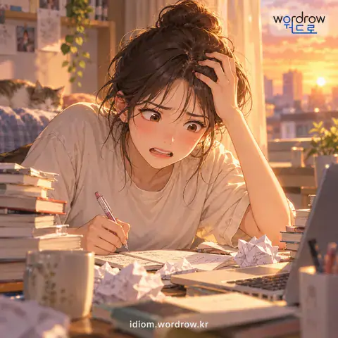 ‘똥줄이 타다’의 첫 번째 뜻을 표현한 그림