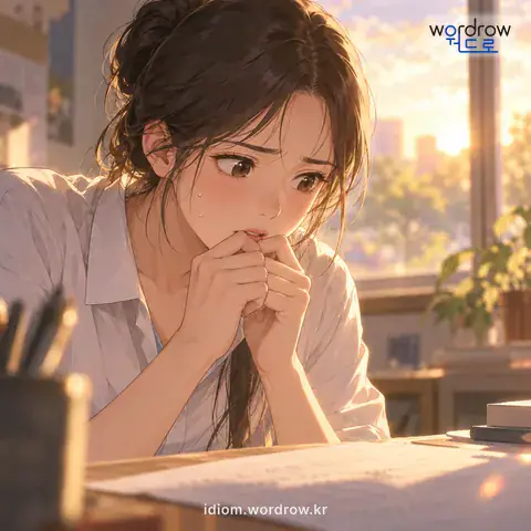 ‘마른침을 삼키다’의 첫 번째 뜻을 표현한 그림