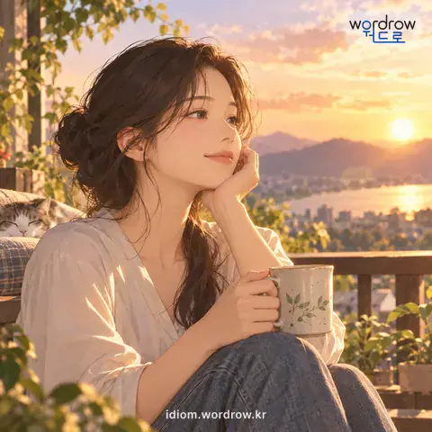 ‘마음이 삭다’의 첫 번째 뜻을 표현한 그림: 맺히거나 격한 감정이 가라앉다.