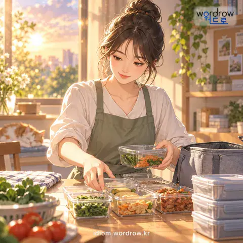 ‘맺힌 데가 있다’의 첫 번째 뜻을 표현한 그림: 사람의 됨됨이가 빈틈이 없이 야무지다.