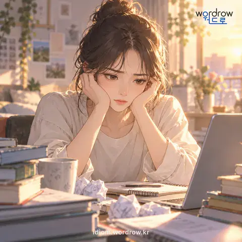 ‘머리가 복잡하다’의 첫 번째 뜻을 표현한 그림