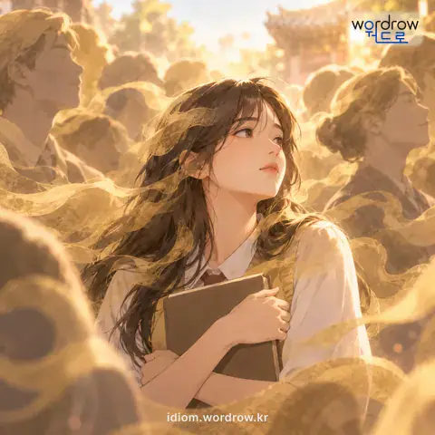 ‘머리가 젖다’의 첫 번째 뜻을 표현한 그림