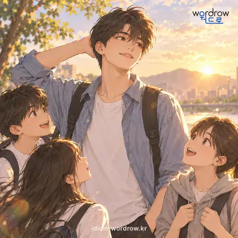 ‘머리가 크다’의 첫 번째 뜻을 표현한 그림