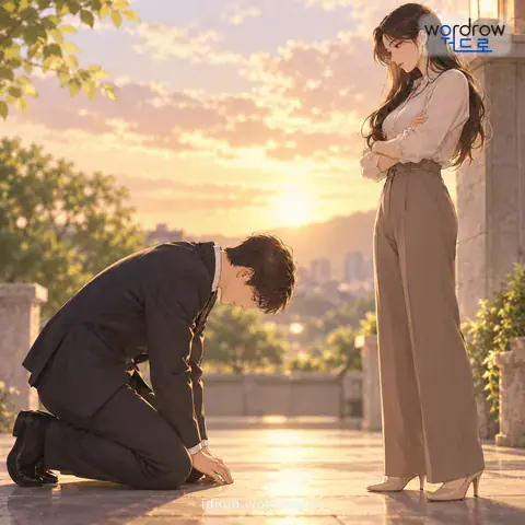 ‘머리를 굽히다’의 첫 번째 뜻을 표현한 그림