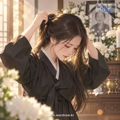 ‘머리를 풀다’의 첫 번째 뜻을 표현한 그림