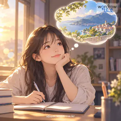 ‘머리에 그려 넣다’의 첫 번째 뜻을 표현한 그림
