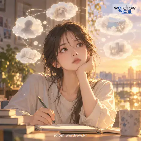 ‘머리에 맴돌다’의 첫 번째 뜻을 표현한 그림