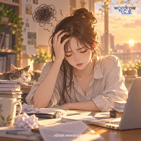‘머릿살이 아프다’의 첫 번째 뜻을 표현한 그림