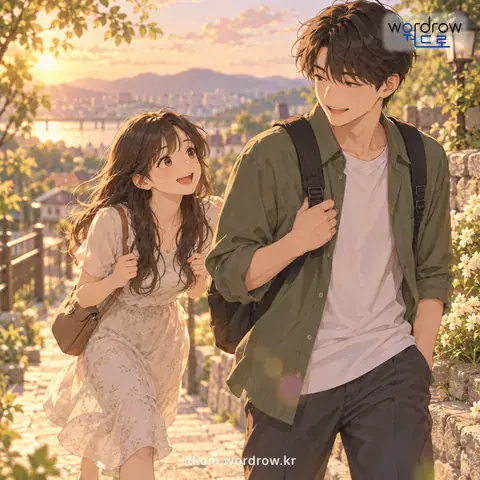 ‘메밀 벌 같다’의 첫 번째 뜻을 표현한 그림: 남의 뒤를 졸졸 따라다니는 면이 있다.