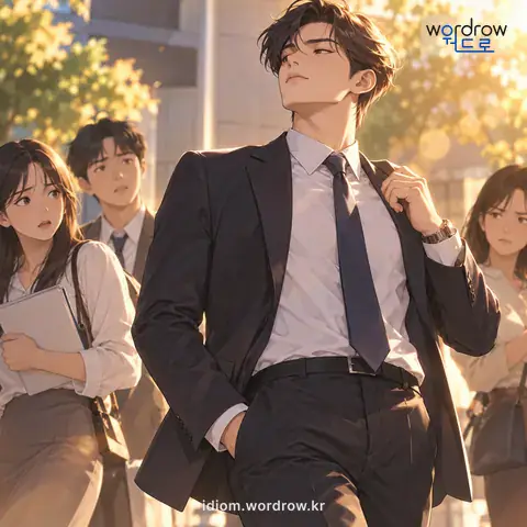 ‘목에 힘을 주다’의 첫 번째 뜻을 표현한 그림