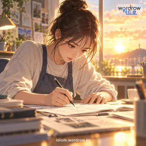 ‘몸을 던지다’의 첫 번째 뜻을 표현한 그림