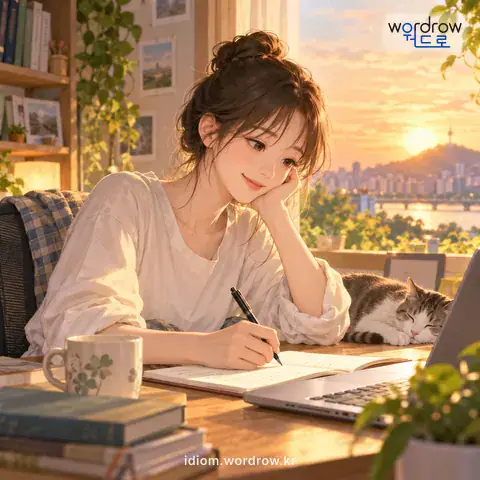 ‘몸을 두다’의 첫 번째 뜻을 표현한 그림